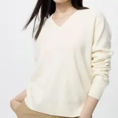 2024 UNIQLO ユニクロ カシミヤ Vネック セーター アイボリー