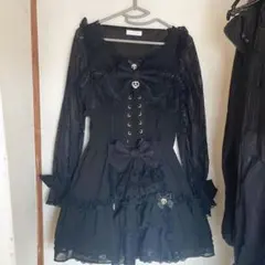 LIZLISA フロントティアードシフォンワンピース ブラック