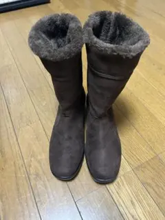 ブラウン スエード ファー付き　ブーツ