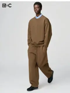 ユニクロC　スウェットワイドパンツ　ブラウンXS