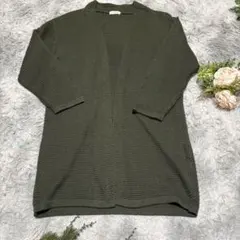 【LEPSIM】 オリーブグリーン ニットカーディガン L オープンフロント