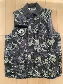 A Bathing Ape カモ柄 ダウンベスト ブルー S - メルカリ