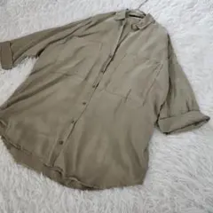 ZARA ザラ シャツ 7分袖 カーキ オーバーサイズ XS レディース