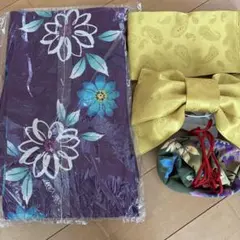 花柄浴衣 帯 巾着 3点セット - メルカリ