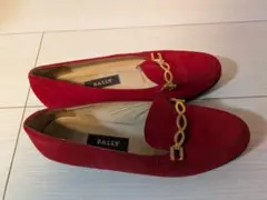 BALLY スエード ローファー レッド ゴールド金具 7.5Cのサムネイル