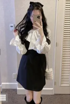 即購入⚪︎GRLグレイルケープカラーボウタイミニワンピース tu517 S