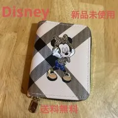★新品未使用★ミニーマウス ★カードケース ★ベージュ★チェック★送料無料