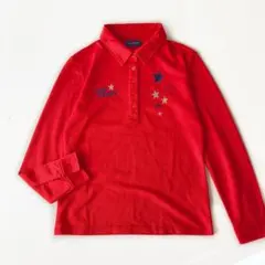 キスオンザグリーン レディース 長袖 ポロシャツ 2 ゴルフ M 赤 スター