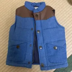 キッズ ダウンベスト 青と茶色