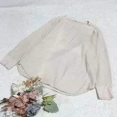 【ユニクロ】UNIQLO ワッフルクルーネックT 長袖 ロンＴ ベージュ XL