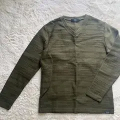 アズール Ｖネックトップス カーキグリーン シンプルオシャレ