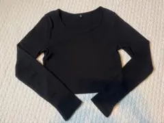 GU リブクロップドT 長袖 ブラック M