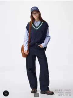 【いいね不要】GU バレルレッグジーンズ〔標準71.0～75.0cm〕 ネイビー
