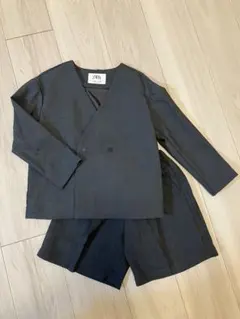 ZARA セットアップ 卒園式 ノーカラージャケット 半ズボン グレー 120㎝