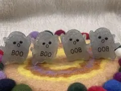 【4個セット】おばけ ミニヘアクリップ ハロウィン 両面デザイン