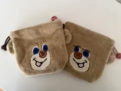 ドアップテディ　テディガールの耳付き巾着 2個セット