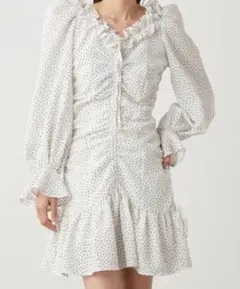 SNIDEL　プリントギャザーミニワンピース　ドット柄　定価17,930円