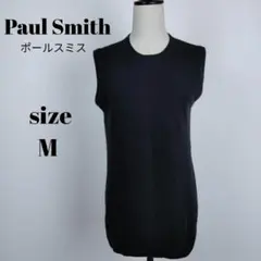 【a312】ポールスミス ロンドン ニット ベスト M ブラック レイヤード