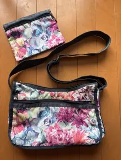 LeSportsac レスポートサック　ショルダー　花柄　ブルー