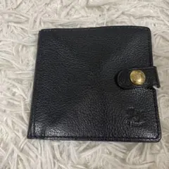 【未使用品】IL BISONTE イルビゾンテ 二つ折 財布 レザー 黒 金