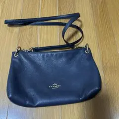 COACH ネイビー レザー ショルダーバッグ