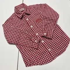 miki HOUSE 赤ギンガムチェック 長袖シャツ 110