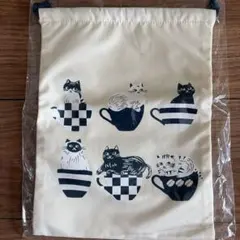 KALDI 猫柄 巾着バッグ