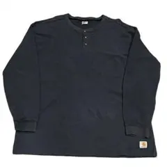 vintage carhartt ヘンリーネック ワンポイント刺繍ロゴ　サーマル