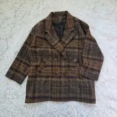 チェックコート ピーコート