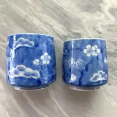 深川製磁　有田焼　組湯呑み　和食器　ブルーワイナリー そばちょこ 瑠璃色　骨董