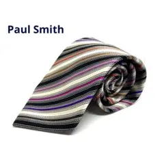 Paul Smith ネクタイ　マルチカラーストライプ柄シルク100%日本製