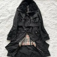 【未使用級　極美品】バーバリーロンドン　ロングコート　ファー　キルティング　L