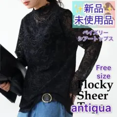 【antiquaアンティカ】ペイズリーシアー素材トップス　ブラック　Free