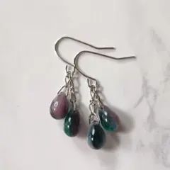 No.335 チェコドロップビーズのピアス ハンドメイド