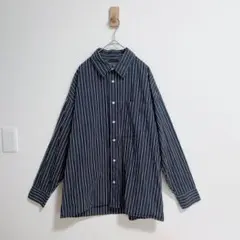 H&M エイチアンドエム　ストライプシャツ　長袖　羽織　紺　ネイビー