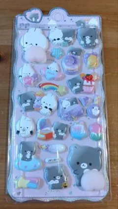 うさぎ　くま　おしり　立体　ぷにぷに　ぷっくり　マシュマロ　シール　ステッカー