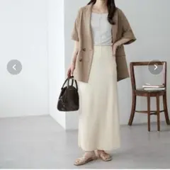 Discoat ディスコート　リブカット　ナロースカート　XL アイボリー