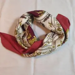 LANCEL シルクスカーフ 赤・白・金