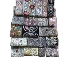 インド刺繍リボンはぎれ　　20cm×２０本　　　H