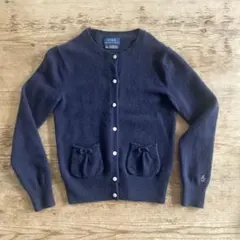 ラルフローレン ガールズ 可愛い カーディガン ネイビー やわらかウール 140