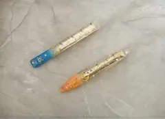 月と星屑のヘアクリップ ☆オレンジ＆ブルー2色セット ハンドメイド