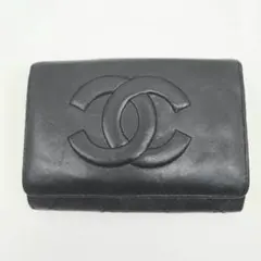 現状品】シャネル キャビアスキン 長財布 ブラック ヴィンテージ 