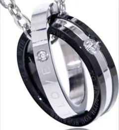 ネックレス　ダブルリング　黒