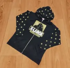 x-large エクストララージ ジップ ロゴ パーカー 星柄 y2k 黒金