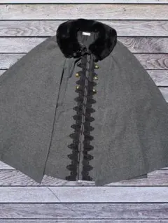 【美品】axes femme クラシックケープコート ファー＆ベルト付き