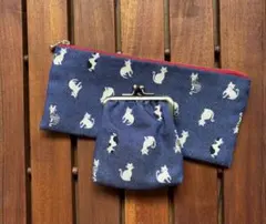 ハンドメイド　ポーチ&がま口財布❗️猫の柄ハギレ使用❗️