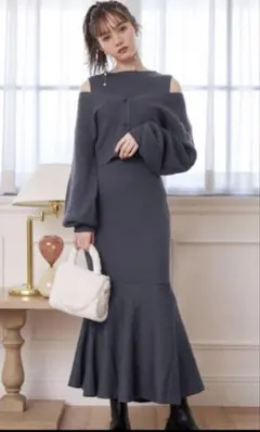 GRL 前後2WayカーディガンXマーメイドワンピースニットセット rut667