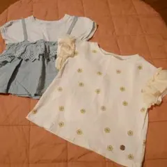 après les cours★半袖カットソー 2枚セット 花柄 刺繍