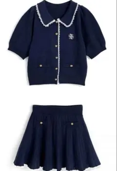 レーストップス×プリーツミニスカートニットセットアップ　GRL