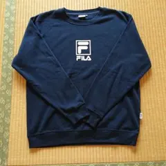 FILA ネイビー ロゴプリント スウェット L